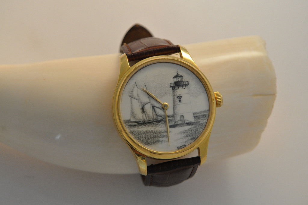 Edgartown Lighthouse with Schooner