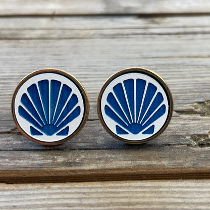 Scallop shell bronze blue cufflinks