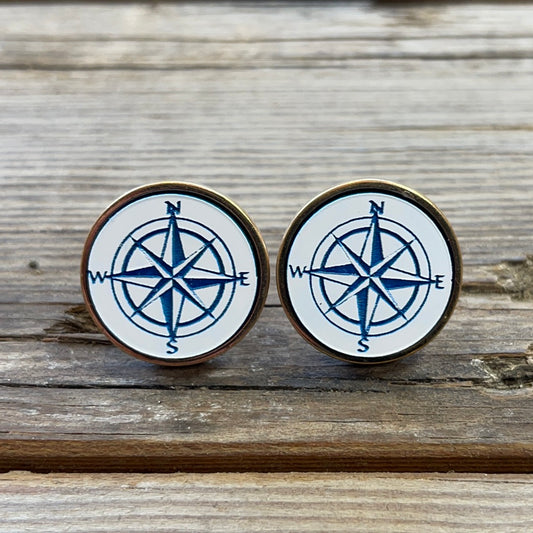 Compass rose bronze cufflinks