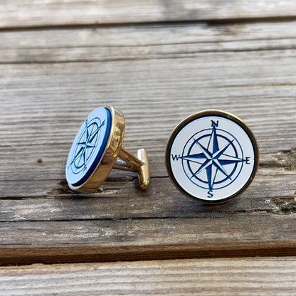 Compass rose bronze cufflinks